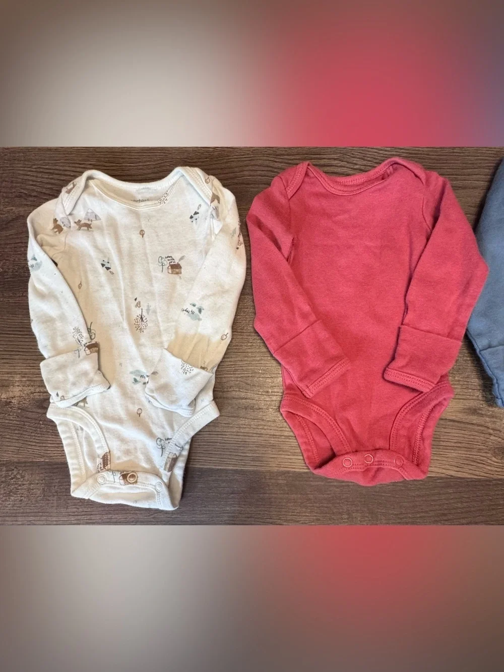 Carter's Long-Sleeve Baby Bodysuit Bundle in Blue, Red, Green, Gray